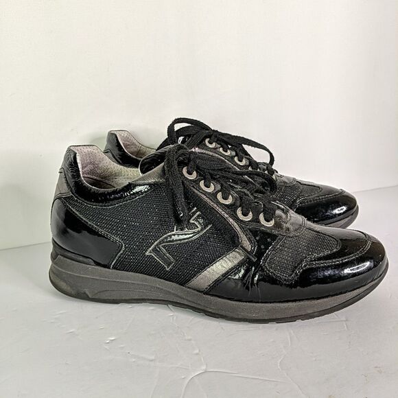 Nero Giardini Black Patent Leather Sneaker Trainer Shoe Women Size 39 US 8.5 - Picture 2 of 10